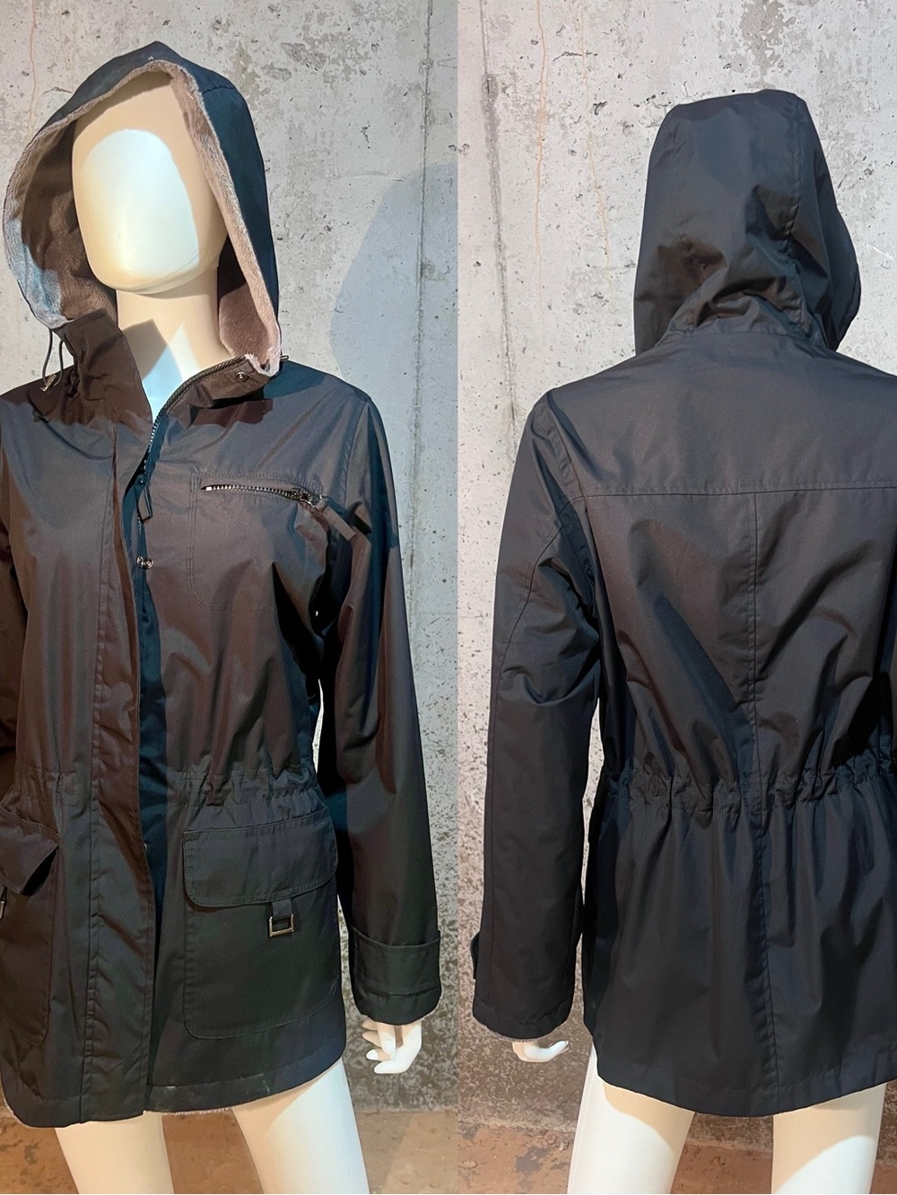 Natural Reflections Black Hooded Utility Anorak Jacket